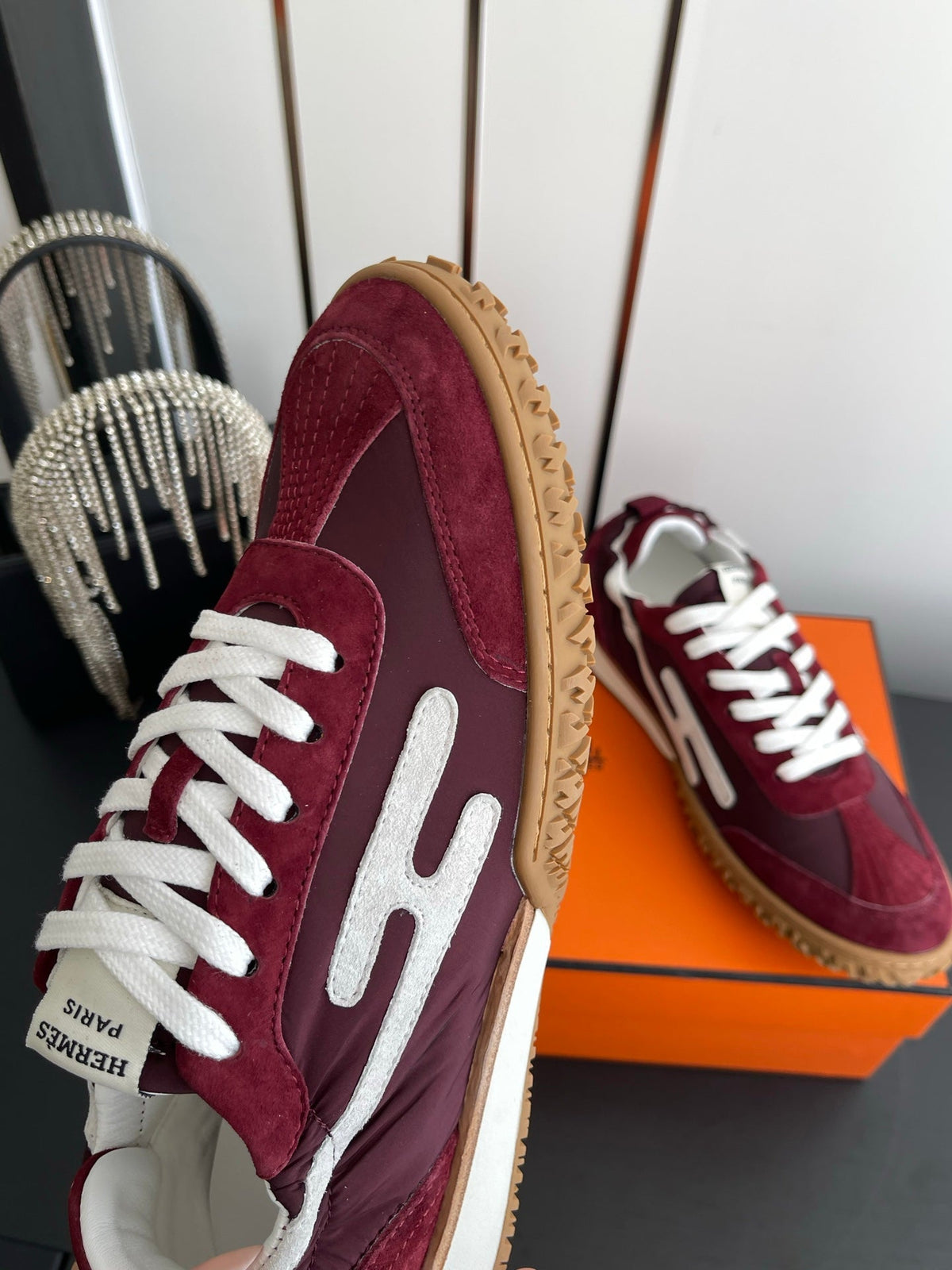 HM Jet Sneaker Burgundy White Suede 739995