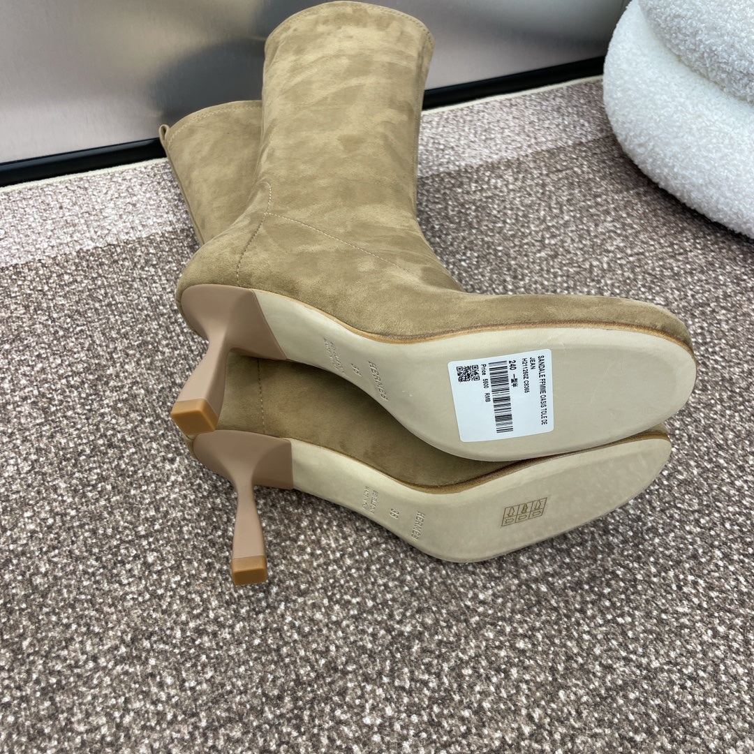 HM High Boots 75mm In Dark Beige Suede  975152