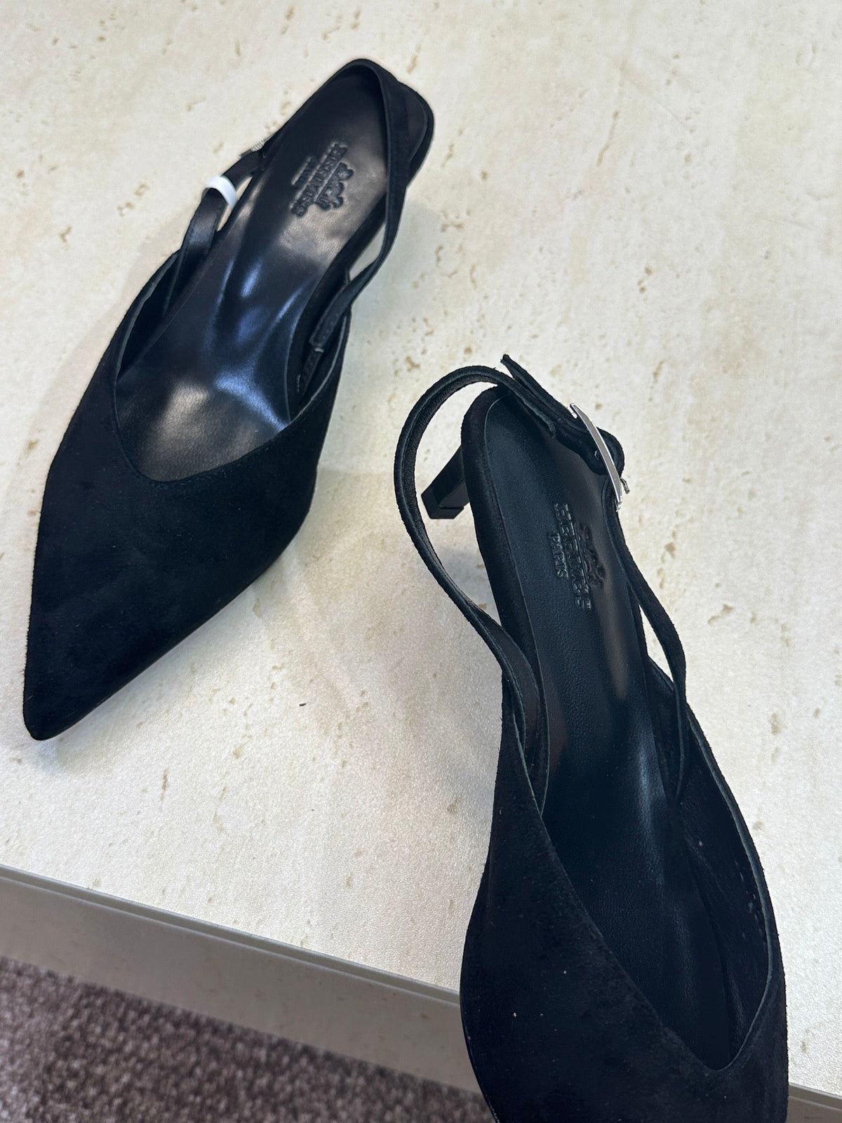 HM Nicoletta Slingback 4cm Black Suede 830189