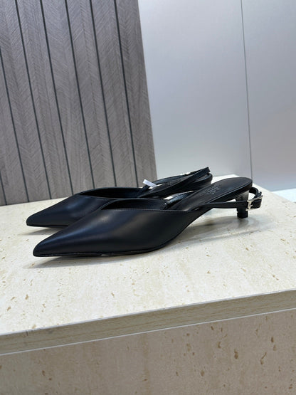 HM Nicoletta Slingback 4cm Black Calfskin 830193