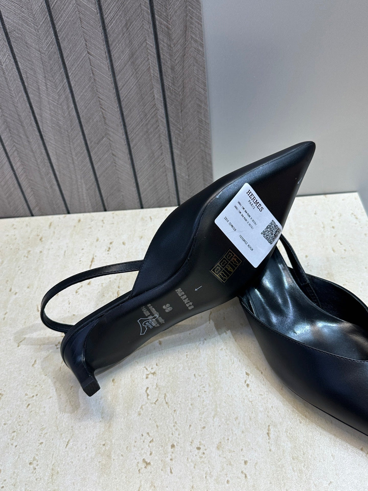 HM Nicoletta Slingback 4cm Black Calfskin 830193