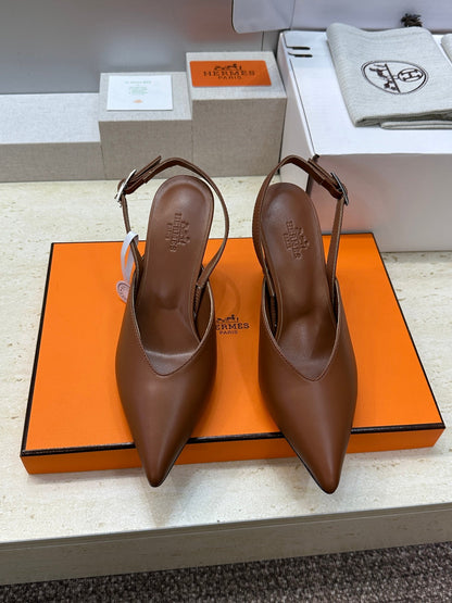 HM Nicoletta Slingback 9cm Brown Calfskin 830197