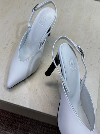 HM Nicoletta Slingback 9cm White Calfskin 830199