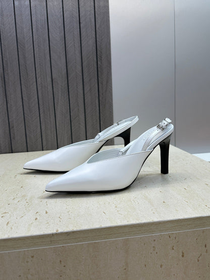 HM Nicoletta Slingback 9cm White Calfskin 830199