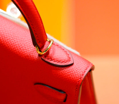 HM Mini Kelly 19cm Red Epsom Gold Hardware