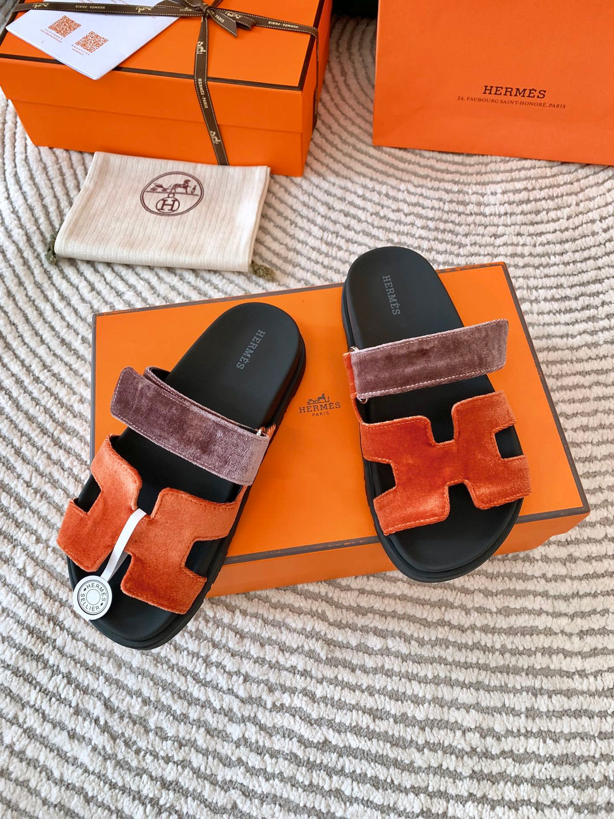HM Chypre Sandal Red Orange Mix Purple Corduroy  963557