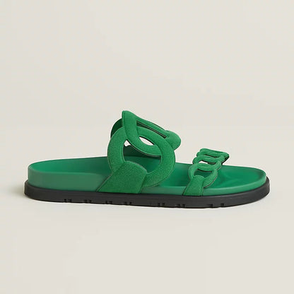 HM Extra Sandals Vert Jungle Black Suede Leather
