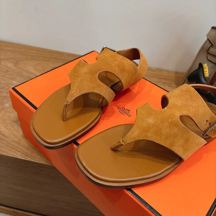 HM 26ss Thong Sandal Brown Suede Calfskin 638407