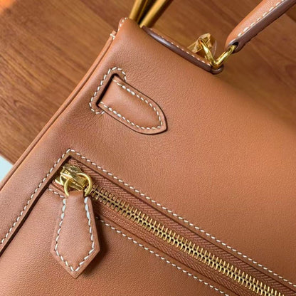 Hermes 2026 Kelly Lakis 2-way Bag Brown Leather