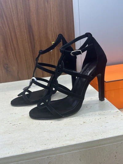 HM 26ss High Heels Sandals 95 Black Suede 633225